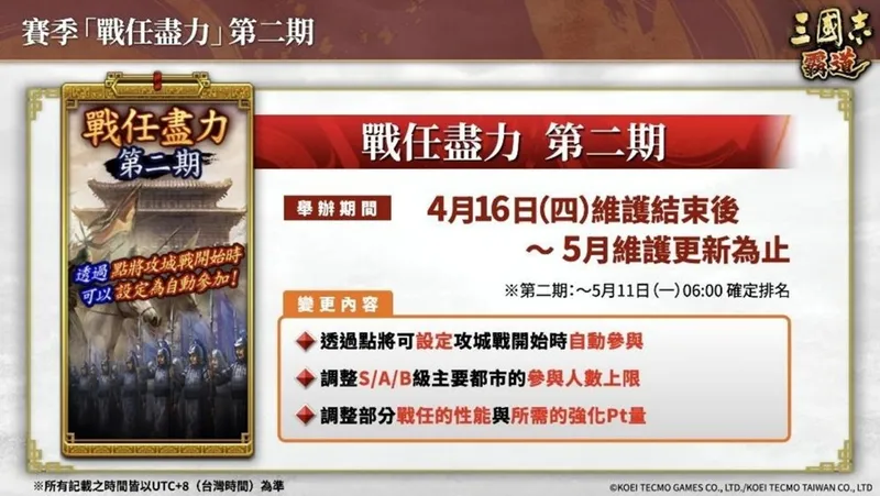 《三国志霸道》赛季战任尽力第二期开战