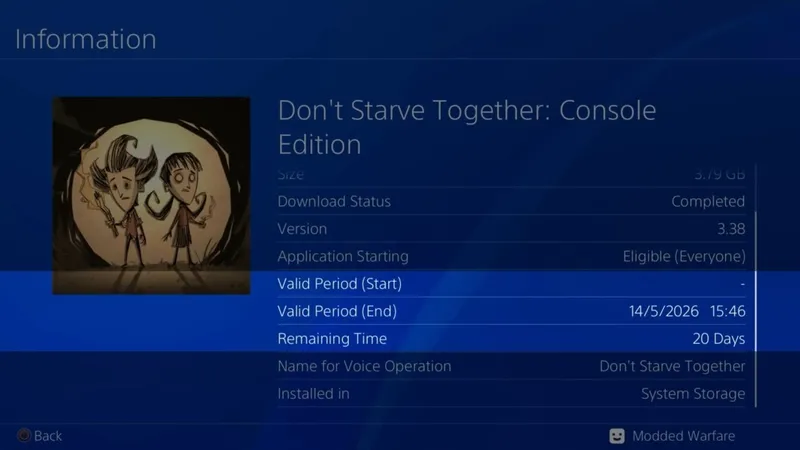 PlayStation数字游戏30天联网验证
