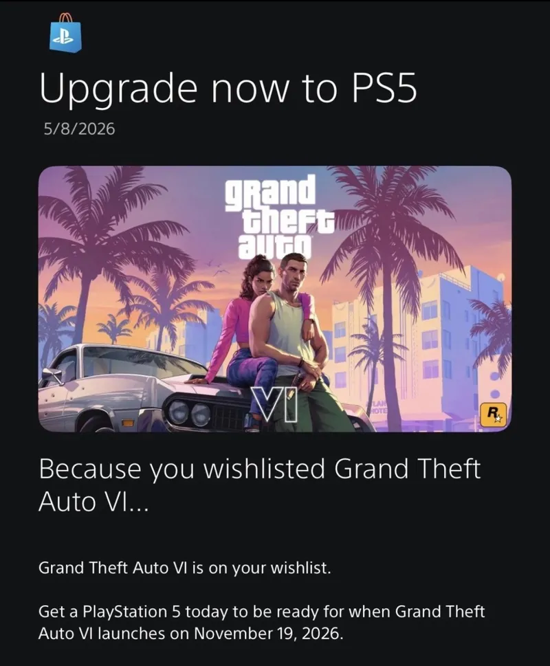 《GTA6》发售前夕索尼敦促PS4用户升级PS5-游戏宣发信号显现