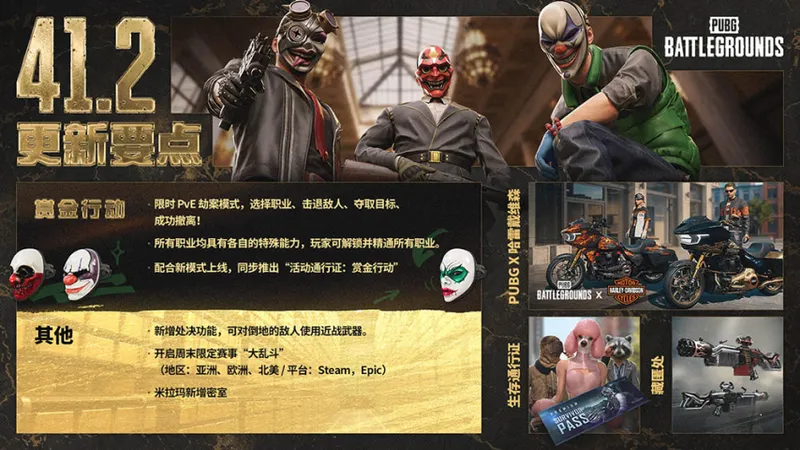 《PUBG》41.2版本更新-全新PvE模式赏金行动限时上线