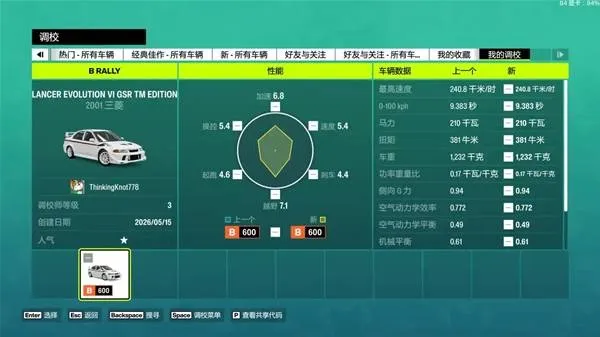 《极限竞速地平线6》B级赛事车辆推荐