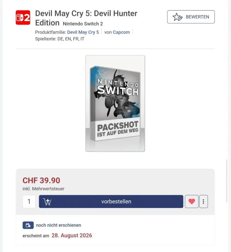 《鬼泣5》Switch2版预购开启