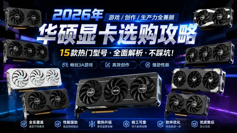 【2026年15款华硕显卡选购攻略】怎么选显卡不踩坑？型号全分析，电竞/创作玩家必看！