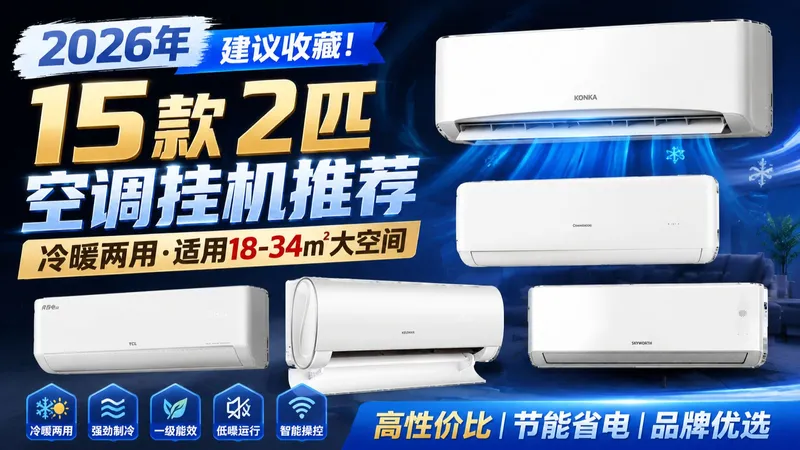 【建议收藏】2026年15款2匹空调挂机推荐！哪个品牌好？冷暖机型选购攻略与避坑指南，客厅卧室怎么选全解析！