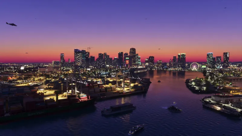 《GTA6》更新夜晚罪恶都市-新截图展示迈阿密港风貌