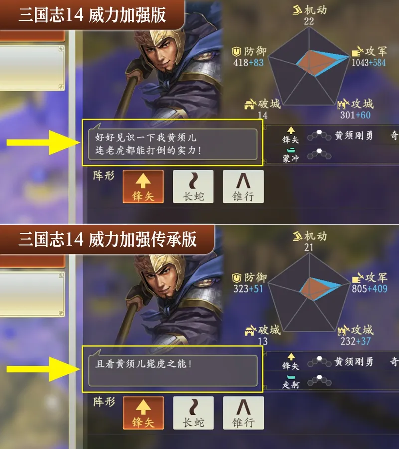 《三国志14威力加强传承版套装》汉化对比