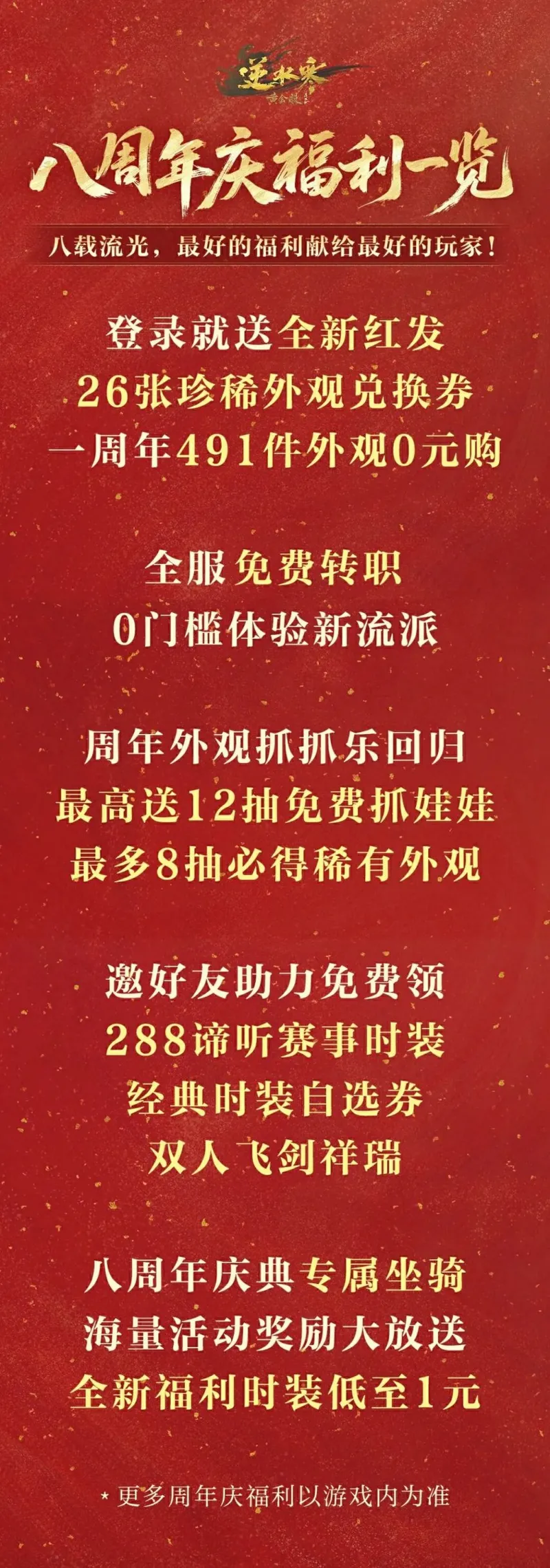《逆水寒》8周年庆典福利全揭秘