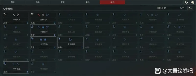 《太吾绘卷：天幕心帷》出生特质选择指南