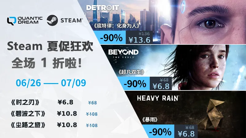 《底特律：化身为人》夏促狂欢-QuanticDream全场1折特惠