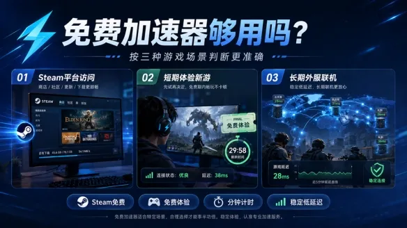 免费加速器够用吗-《雷神加速器》三种游戏场景判断指南