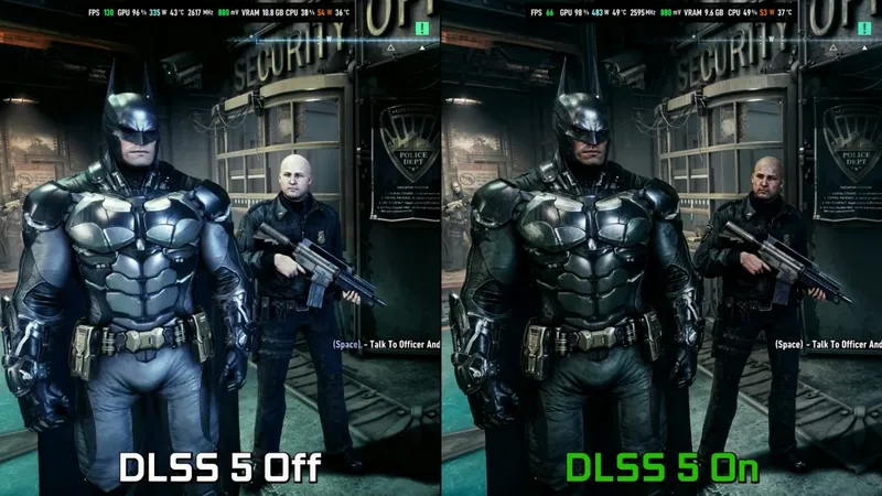 《蝙蝠侠:阿卡姆骑士》DLSS5画质对比