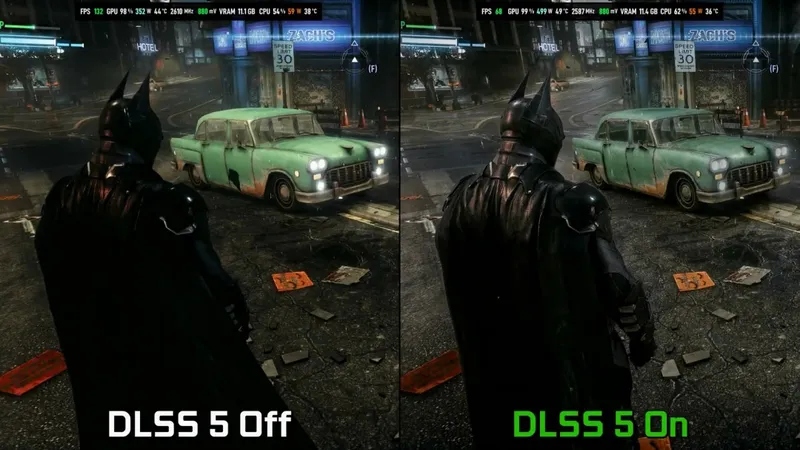 《蝙蝠侠:阿卡姆骑士》DLSS5画质对比