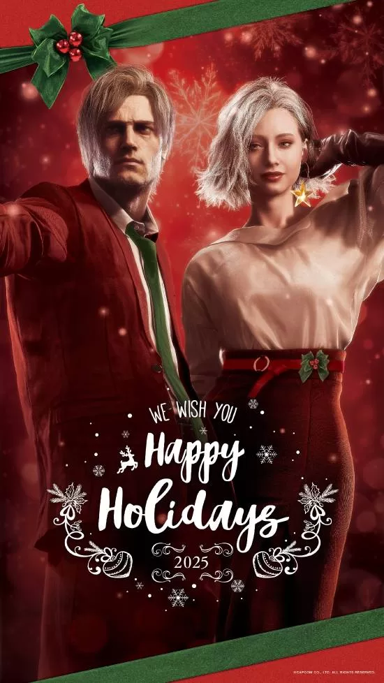 《生化危机》2025圣诞贺图发布-里昂与格蕾丝高颜值亮相