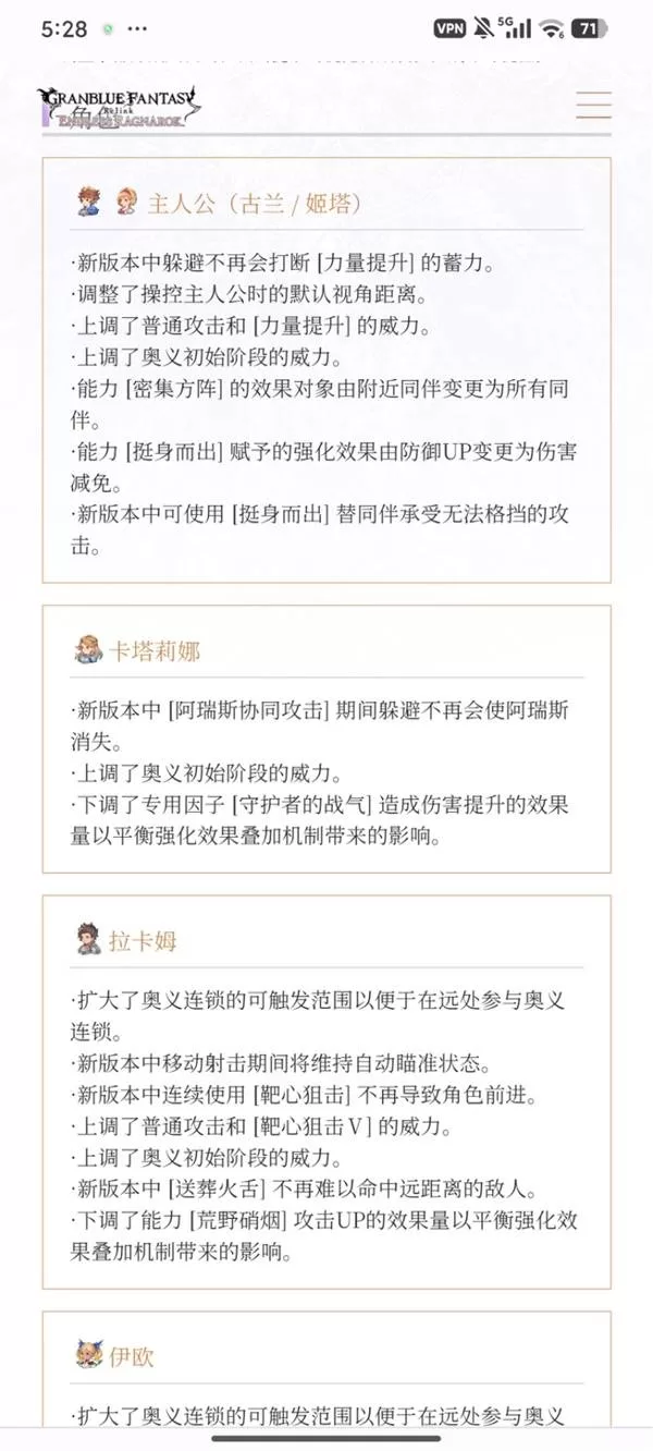 《碧蓝幻想Relink》角色平衡性调整一览-无尽黄昏DLC数值优化全解析